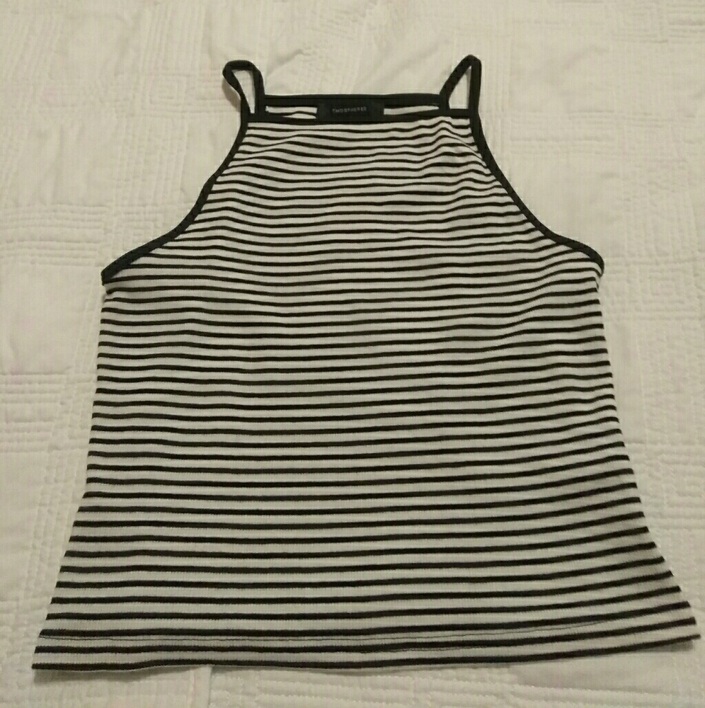 Black &White striped crop top